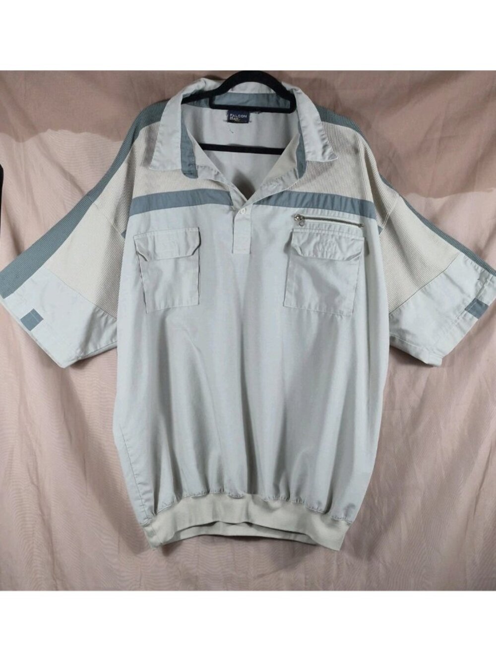 VTG FALCON BAY CLASSIC men's gray dual chest pockets polo shirt size 3 XLT